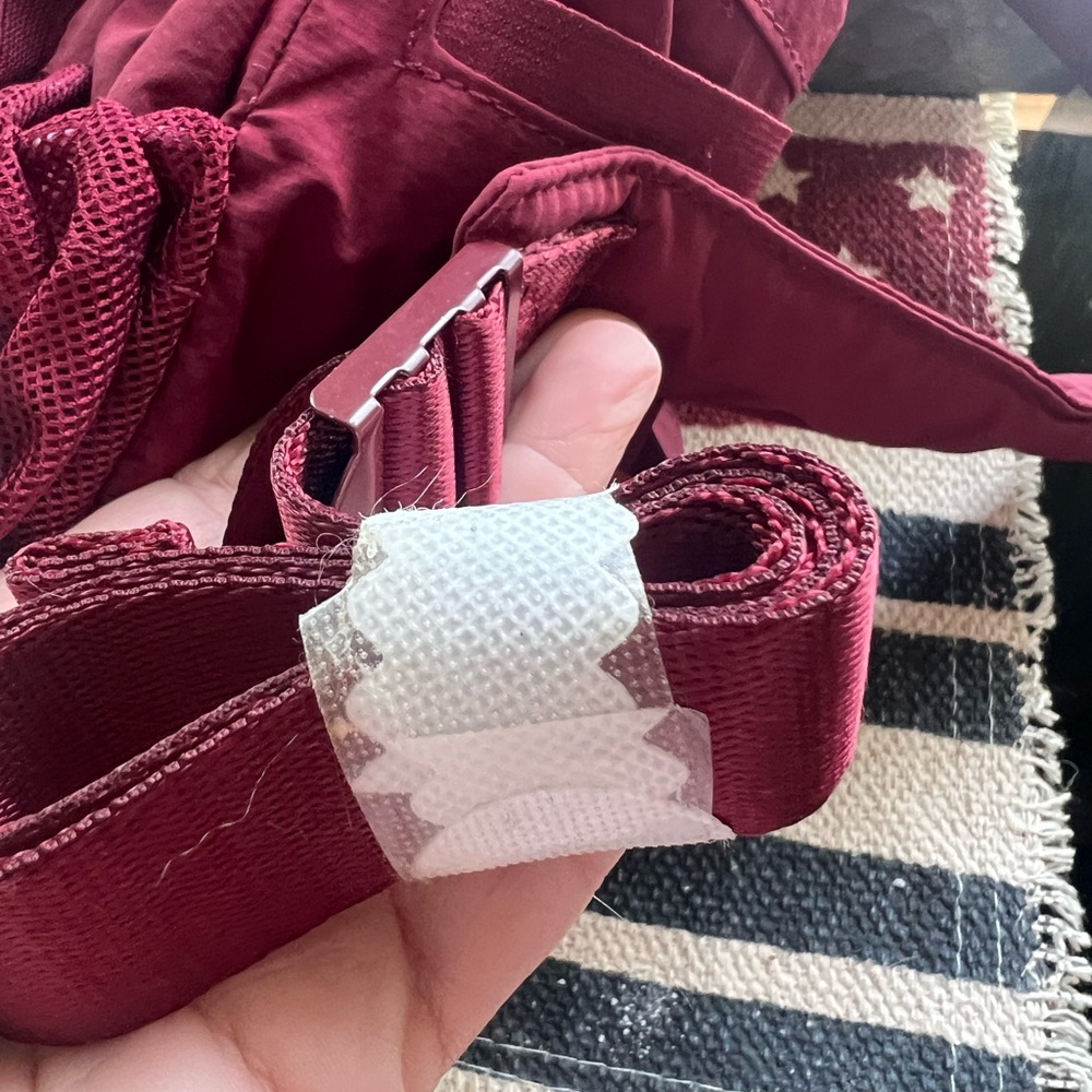 Maroon Drawstring Backpack with Pink Accents ligh… - image 3